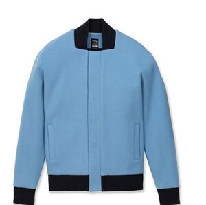 NWT APL The Perfect Wool Varsity Jacket Men's M Powder Blue Black Snap Button